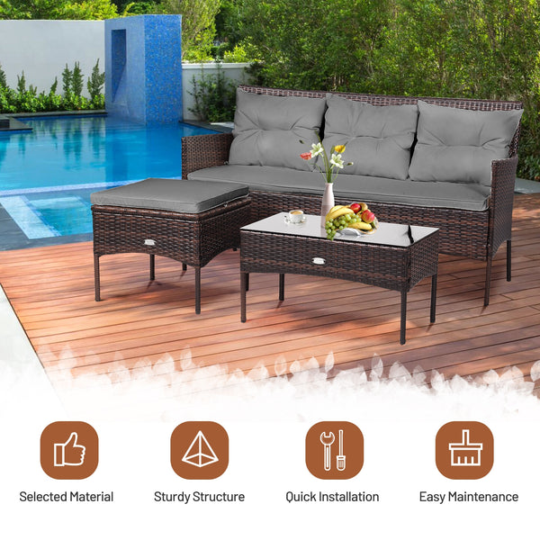 Sturdy steel frame ensures strong weight capacity <br>Premium rattan with all-weather resistance for long-time use <br>Cozy seat with high backrest and soft armrest offers comfort <br>High density cushion with removable cover makes maintenance easier <br>