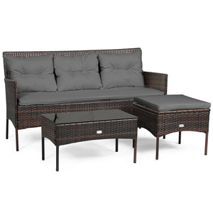 Sturdy steel frame ensures strong weight capacity <br>Premium rattan with all-weather resistance for long-time use <br>Cozy seat with high backrest and soft armrest offers comfort <br>High density cushion with removable cover makes maintenance easier <br>