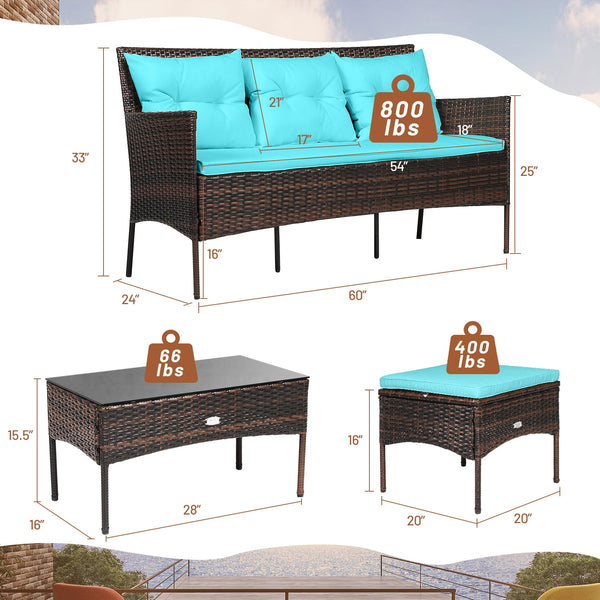 Sturdy steel frame ensures strong weight capacity <br>Premium rattan with all-weather resistance for long-time use <br>Cozy seat with high backrest and soft armrest offers comfort <br>High density cushion with removable cover makes maintenance easier <br>