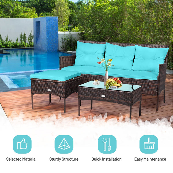 Sturdy steel frame ensures strong weight capacity <br>Premium rattan with all-weather resistance for long-time use <br>Cozy seat with high backrest and soft armrest offers comfort <br>High density cushion with removable cover makes maintenance easier <br>