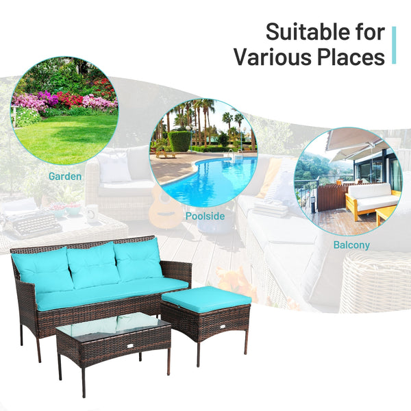 Sturdy steel frame ensures strong weight capacity <br>Premium rattan with all-weather resistance for long-time use <br>Cozy seat with high backrest and soft armrest offers comfort <br>High density cushion with removable cover makes maintenance easier <br>