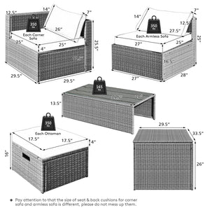 The full set comes in 4 separate packages  which might not arrive on the same day<br>8-piece seat for more creative combinations<br>Fetch different belongings with ease because of the practical coffee table<br>Sturdier and safer to use with high quality t