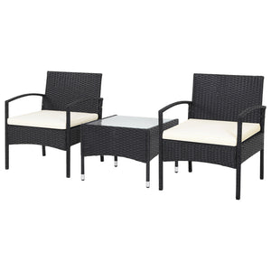 Durable and sturdy rattan and steel materials for long service time <br>Thick sponged cushion is soft and the cover is washable <br>Weatherproof materials ensure the furniture set is placed outside all year around <br>The coffee table has a tempered glass