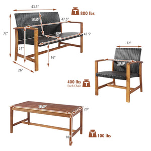 Shipped in 2 separate boxes  may arrive on different days <br>Solid acacia wood and heavy-duty steel frame for strong stability <br>Ensure durability for outdoor use with weather-resistant mix of brown PE rattan <br>Ergonomic backrest and slightly curved 