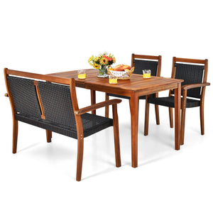 4 piece design for eating delicious dinner together<br>Stores the loveseat and 2 chairs under the table for space-saving<br>Ergonomic loveseat and 2 armchairs for maximum comfort<br>Accommodates different foods with ease thanks to its large tabletop<br>1.