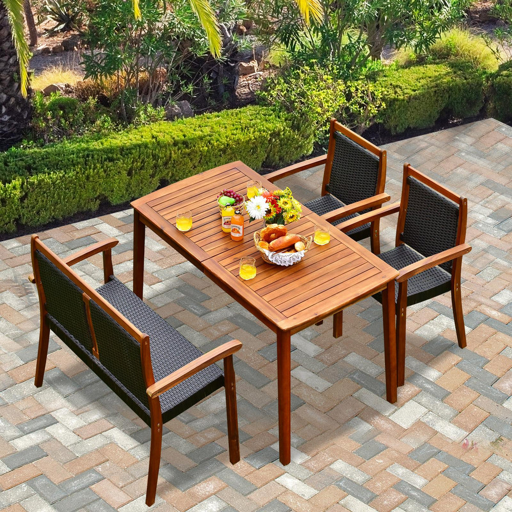 4 piece design for eating delicious dinner together<br>Stores the loveseat and 2 chairs under the table for space-saving<br>Ergonomic loveseat and 2 armchairs for maximum comfort<br>Accommodates different foods with ease thanks to its large tabletop<br>1.