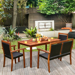 4 piece design for eating delicious dinner together<br>Stores the loveseat and 2 chairs under the table for space-saving<br>Ergonomic loveseat and 2 armchairs for maximum comfort<br>Accommodates different foods with ease thanks to its large tabletop<br>1.