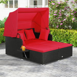 Comfortable to sit or lie with wide seat and soft cushions<br>Zippered design for easy removal and maintenance of cushion covers<br>Retractable canopy allows you to relax in the sunshade<br>Pneumatic rod for easy and safe adjustment<br>Fixing ropes keep t