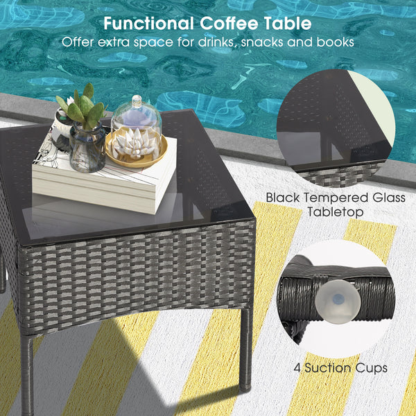 Including 4 Single chairs  2 Ottomans  2 Coffee tables  4 Single chair cushions  2 Ottoman cushions and Instruction<br>Will be shipped in 2 boxes so the arriving time may be different<br>Screw bag for the whole set is in box 1<br>Please avoid rain exposur