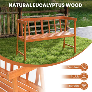 Solid eucalyptus wood for 800 lbs strong bearing capacity<br>Provide you with a smooth touch with burr-free surface<br>Make the seating area more stable thanks to the reinforced crossbar<br>Boast a large space for 2 people to sit together<br>Wrap-around a
