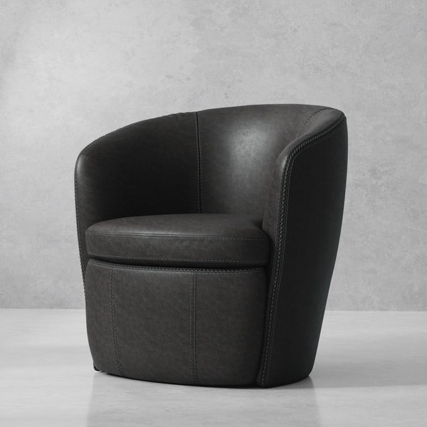 Barolo - Vintage Slate 100% Italian Leather Swivel Club Chair