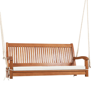 Sit on the comfortable porch swing on a hot summer night and sip a glass of wine with your beloved ones! Â  This 2-person porch swing bench is made of solid wood frame with a spray-painted surface  which can bring you an extraordinary experience while pro