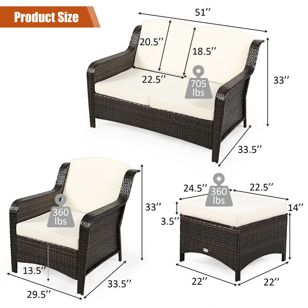 Durable and weather-resistant material can be used for a long time<br>Sturdy frame ensures strong stability and large bearing capacity<br>6 soft seat cushions and 4 back cushions provide more comfort<br>Removable cushion cover with zipper makes it conveni