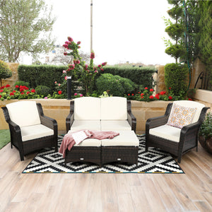 Durable and weather-resistant material can be used for a long time<br>Sturdy frame ensures strong stability and large bearing capacity<br>6 soft seat cushions and 4 back cushions provide more comfort<br>Removable cushion cover with zipper makes it conveni