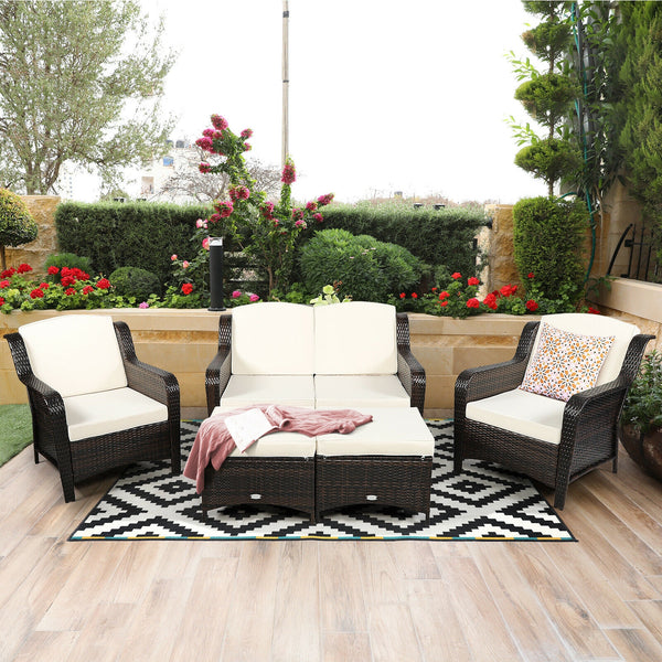 Durable and weather-resistant material can be used for a long time<br>Sturdy frame ensures strong stability and large bearing capacity<br>6 soft seat cushions and 4 back cushions provide more comfort<br>Removable cushion cover with zipper makes it conveni