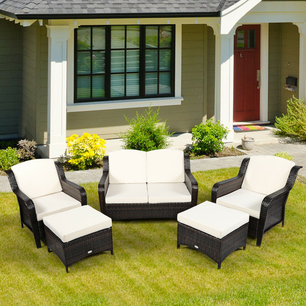 Durable and weather-resistant material can be used for a long time<br>Sturdy frame ensures strong stability and large bearing capacity<br>6 soft seat cushions and 4 back cushions provide more comfort<br>Removable cushion cover with zipper makes it conveni