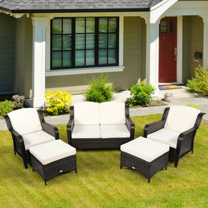 Durable and weather-resistant material can be used for a long time<br>Sturdy frame ensures strong stability and large bearing capacity<br>6 soft seat cushions and 4 back cushions provide more comfort<br>Removable cushion cover with zipper makes it conveni