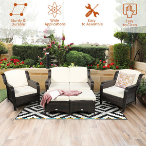 Durable and weather-resistant material can be used for a long time<br>Sturdy frame ensures strong stability and large bearing capacity<br>6 soft seat cushions and 4 back cushions provide more comfort<br>Removable cushion cover with zipper makes it conveni