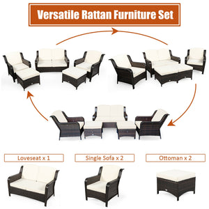 Durable and weather-resistant material can be used for a long time<br>Sturdy frame ensures strong stability and large bearing capacity<br>6 soft seat cushions and 4 back cushions provide more comfort<br>Removable cushion cover with zipper makes it conveni