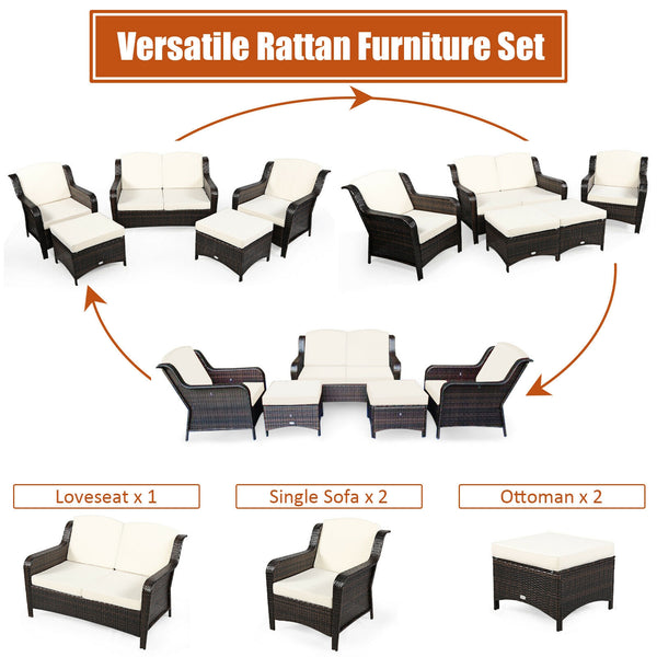 Durable and weather-resistant material can be used for a long time<br>Sturdy frame ensures strong stability and large bearing capacity<br>6 soft seat cushions and 4 back cushions provide more comfort<br>Removable cushion cover with zipper makes it conveni