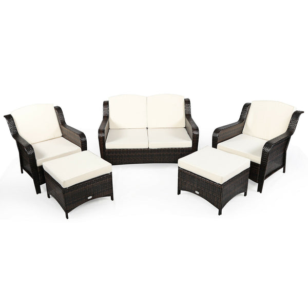 Durable and weather-resistant material can be used for a long time<br>Sturdy frame ensures strong stability and large bearing capacity<br>6 soft seat cushions and 4 back cushions provide more comfort<br>Removable cushion cover with zipper makes it conveni