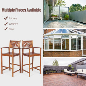 Premium acacia wood is perfect for patio use <br>Stools are crafted naturally without harmful elements <br>Tightened connection ensures high stability <br>Horizontal bars and solid legs avoid wobbling <br>Comfortable seat effectively relieves your fatigue