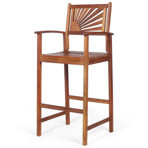 Premium acacia wood is perfect for patio use <br>Stools are crafted naturally without harmful elements <br>Tightened connection ensures high stability <br>Horizontal bars and solid legs avoid wobbling <br>Comfortable seat effectively relieves your fatigue