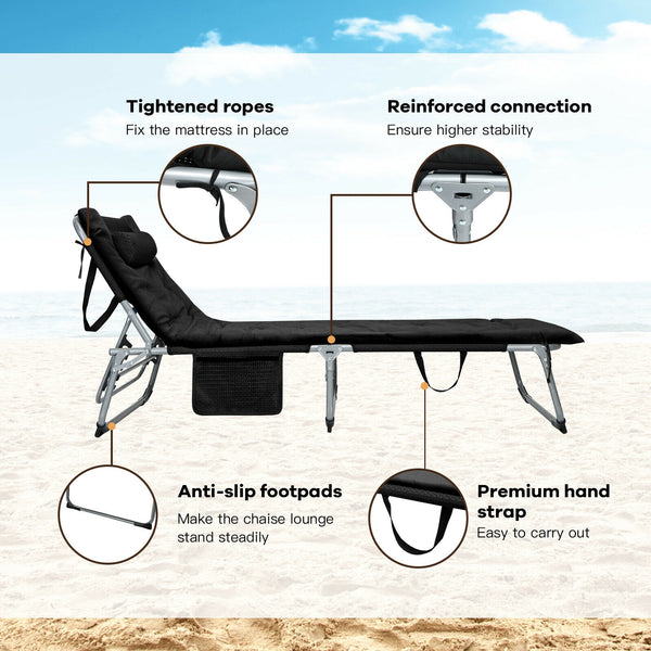 Our folding chaise lounge is a perfect combination of functionality and utility. Â  The chaise lounge is fully assembled and easy to adjust with the triangle locking system. And itâ€™s suitable for both indoor and outdoor use  such as poolside  garden  ba