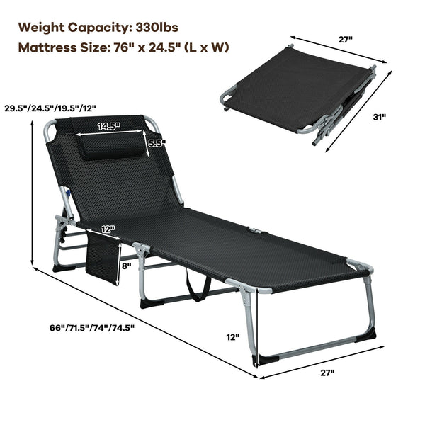 Our folding chaise lounge is a perfect combination of functionality and utility. Â  The chaise lounge is fully assembled and easy to adjust with the triangle locking system. And itâ€™s suitable for both indoor and outdoor use  such as poolside  garden  ba