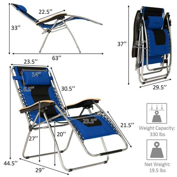 The zero gravity chair provides every customer with the most comfortable and secure way to enjoy life. Â  This heavy-duty lounge chair features a triangular support structure  which offers excellent stability for safe load-bearing. The reclining angle of 