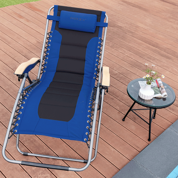 The zero gravity chair provides every customer with the most comfortable and secure way to enjoy life. Â  This heavy-duty lounge chair features a triangular support structure  which offers excellent stability for safe load-bearing. The reclining angle of 