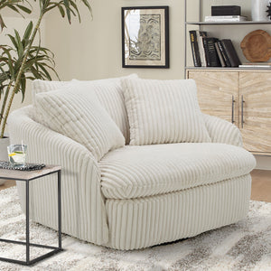 Boomer - Mega Ivory Large Swivel Chair with 2 Toss Pillows