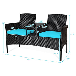 Rugged steel frame is durable and sturdy<br>High-quality rattan is weather-resistant and fade-resistant<br>Tempered glass table top is fixed by powerful suckers<br>Soft seat cushions is filled with high-density sponge<br>The zippered cover is removable an