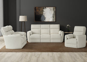 Radius - Mega Ivory Power Reclining Sofa Loveseat and Recliner