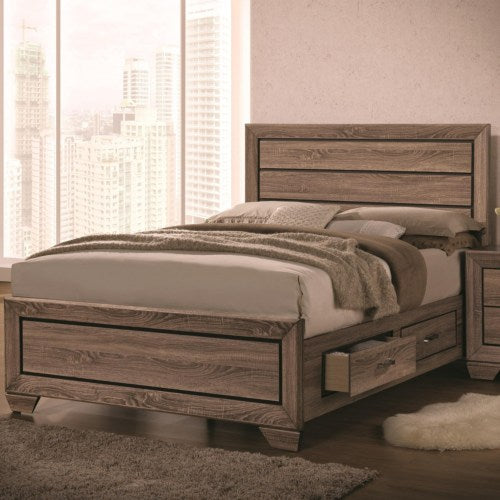 Kauffman King Bed with Panel Design and Storage Footboard