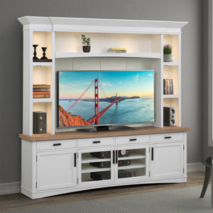 Americana Modern - Cotton 92 In. TV Console with Hutch Back Panel and LED Lights