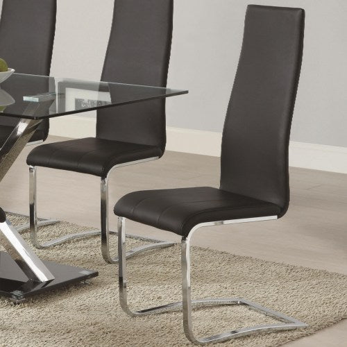 Modern Dining Black Faux Leather Dining Chair with Chrome Legs