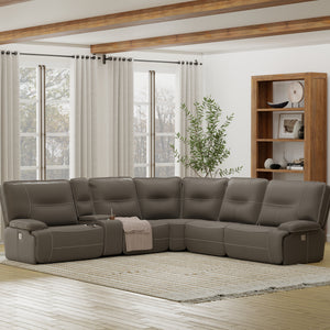 Spartacus - Haze 6 Piece Modular Power Reclining Sectional with Power Adjustable Headrests