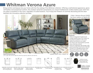 Whitman - Powered By Freemotion Power Cordless Left Arm Facing Recliner - Verona Azure