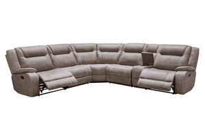 Blake - Desert Taupe 6 Piece Modular Reclining Sectional and Entertainment Console