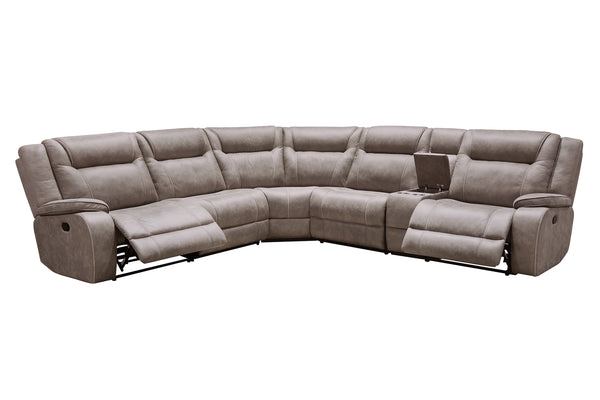 Blake - Desert Taupe 6 Piece Modular Reclining Sectional and Entertainment Console
