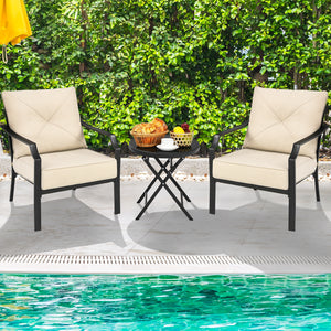 This is the 2-piece patio chairs which will fit your outdoors perfectly. Â  There are 2 thickened and soft cushions for the widened seat and backrest in order to make you comfortable. The hook and loop fasteners prevent seat cushion from blowing away. Lik