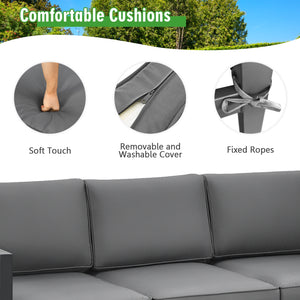 This 4-piece patio furniture set makes a great addition to your outdoors! Â  Made of high-quality aluminum frame  this solid 4-piece outdoor furniture set is designed to withstand different weather conditions. Thanks to the sectional design  this patio co