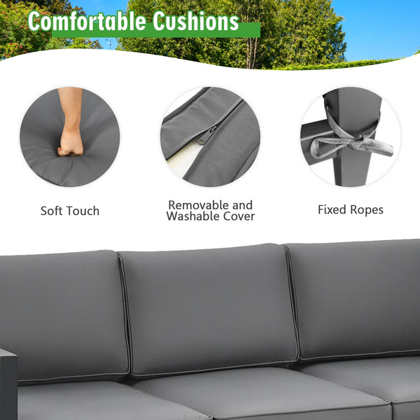 This 4-piece patio furniture set makes a great addition to your outdoors! Â  Made of high-quality aluminum frame  this solid 4-piece outdoor furniture set is designed to withstand different weather conditions. Thanks to the sectional design  this patio co