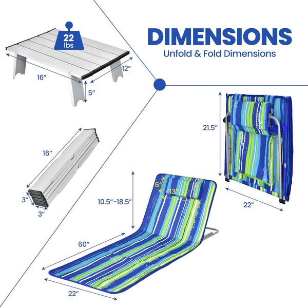 The beach chairs and table can be folded in seconds <br>Suitable for beach  camping  patio  backyard  and garden <br>The table allows you to enjoy drinks and food within reach <br>Equipped with shoulder straps and a carry bag  easy to transport <br>The ba