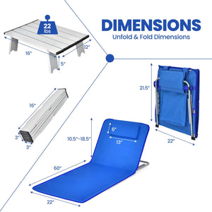 The beach chairs and table can be folded in seconds <br>Suitable for beach  camping  patio  backyard  and garden <br>The table allows you to enjoy drinks and food within reach <br>Equipped with shoulder straps and a carry bag  easy to transport <br>The ba
