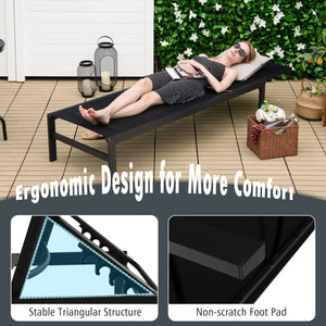 Lightweight and rustproof aluminium frame can stand the test of time<br>Premium fabric is quick-drying  breathable and durable<br>6-position adjustable recliner allows you to set a desired angle<br>This chaise lounge chair can be used completely flat<br>A