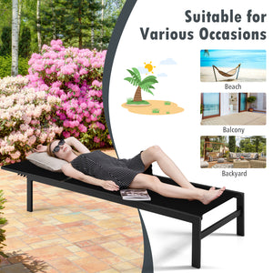 Lightweight and rustproof aluminium frame can stand the test of time<br>Premium fabric is quick-drying  breathable and durable<br>6-position adjustable recliner allows you to set a desired angle<br>This chaise lounge chair can be used completely flat<br>A