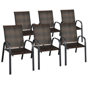 Sit on these outdoor dining chairs to have a delicious meal! Â  For comfort  these patio chairs are ergonomically designed with curved backrests  cozy armrests and deep seats to provide comfy sitting experience. Moreover  the all-weather PE wicker and stu