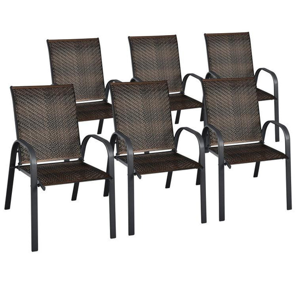 Sit on these outdoor dining chairs to have a delicious meal! Â  For comfort  these patio chairs are ergonomically designed with curved backrests  cozy armrests and deep seats to provide comfy sitting experience. Moreover  the all-weather PE wicker and stu